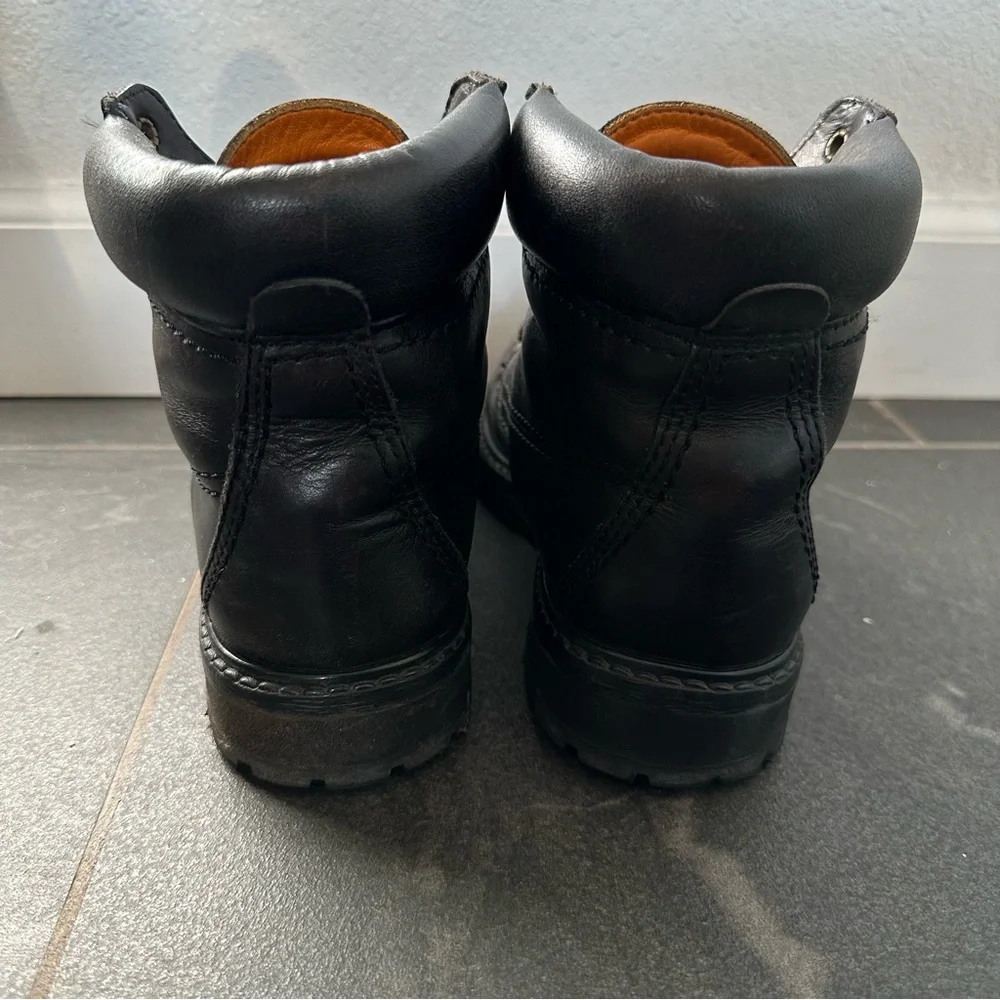 Sebago Silga Boys Black Leather Lace Up Mid‎ Top Hiking Combat Boots Size 6.5M